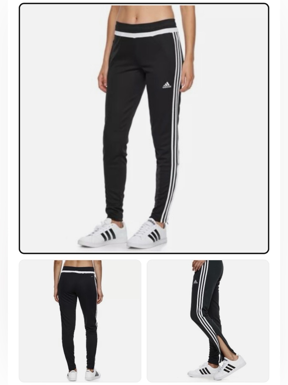 adidas Black Sweatpants with White Stripes - Kids